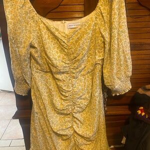Piper & Scoot Yellow Floral Long Sleeve Dress